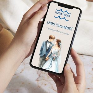 invitación digital Brisa, invitación de boda minimalista, invitación digital elegante, invitación digital fresca, invitación de boda playa digital.