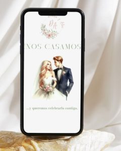 Invitación digital de boda elegante floral primaveral