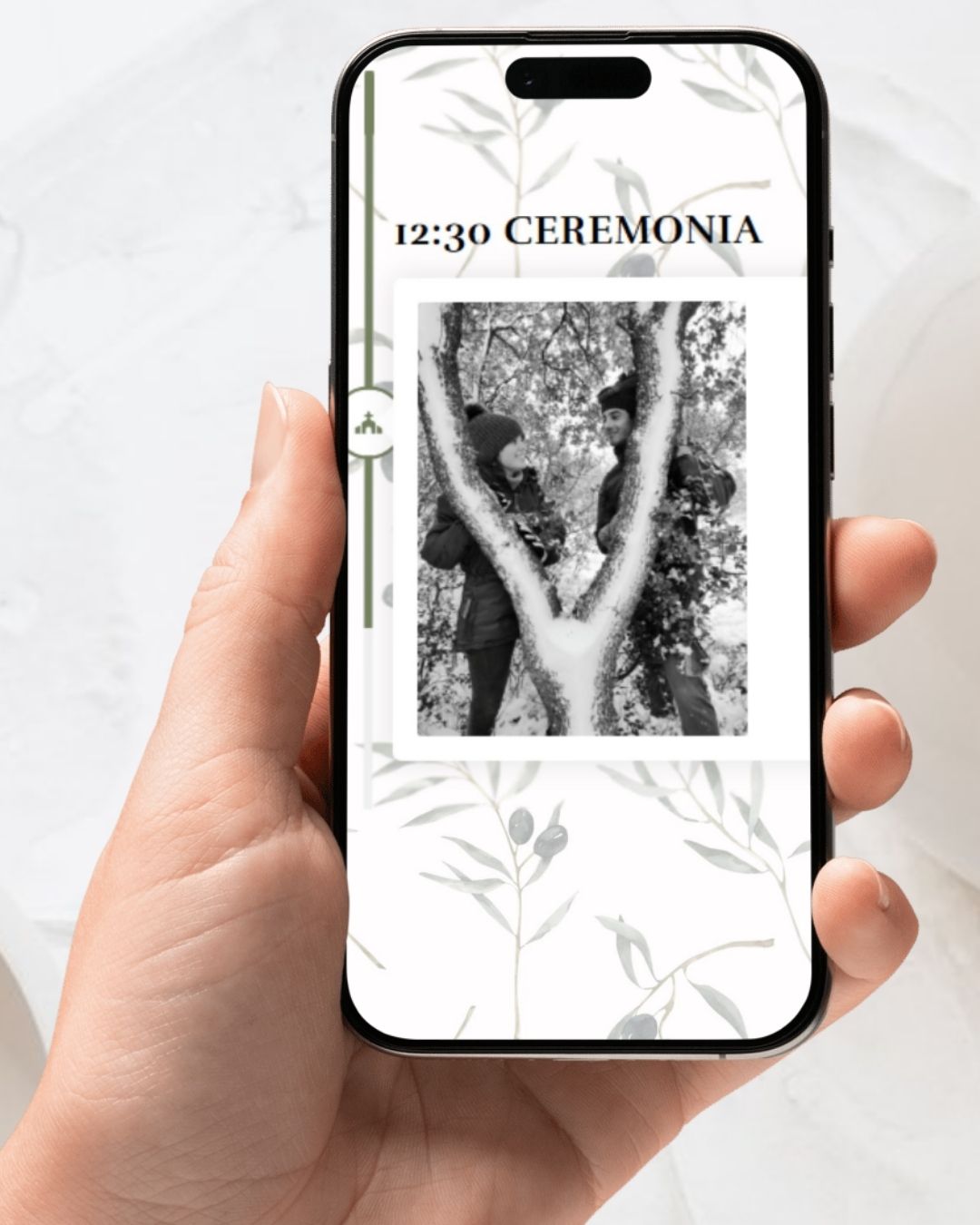 invitación digital olivo, invitación de boda mediterránea, invitación digital elegante, invitación digital rústica, invitación digital naturaleza, invitación digital boda sostenible.