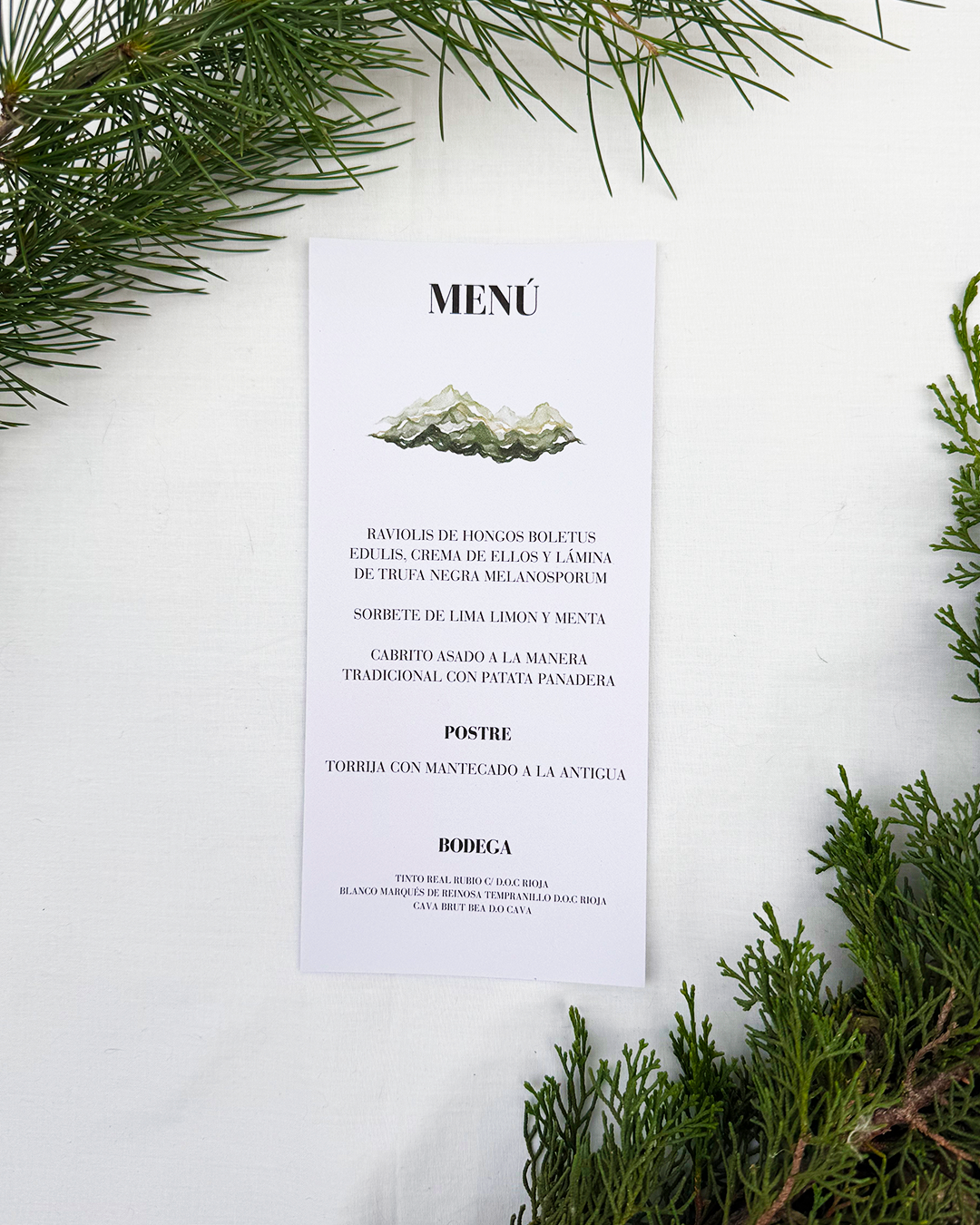 Minuta Cervus para boda