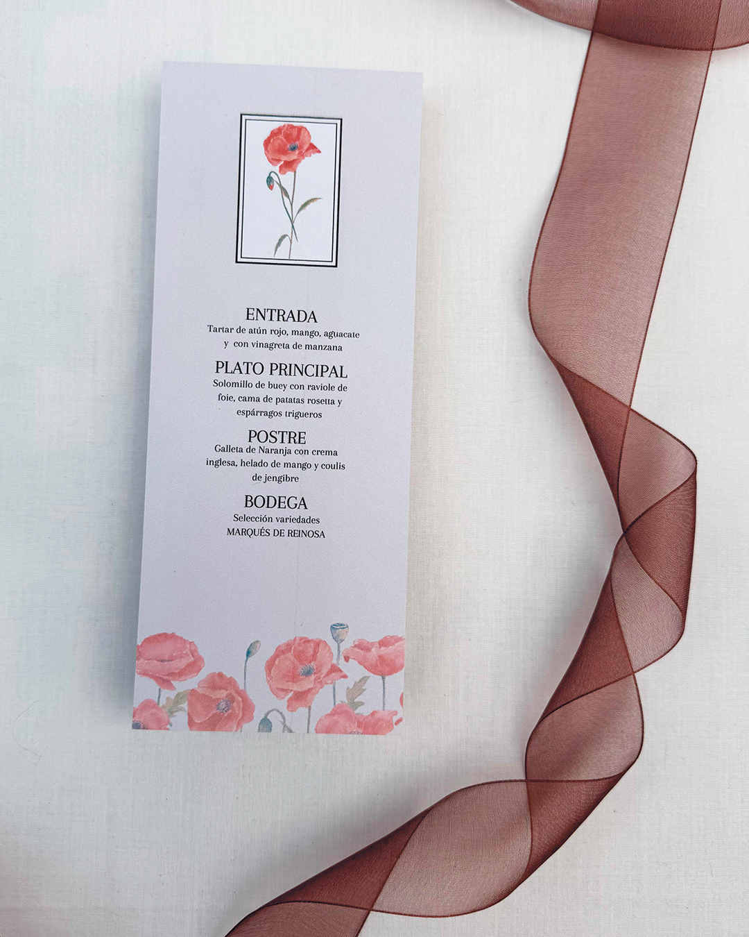 Minuta Papaver para boda