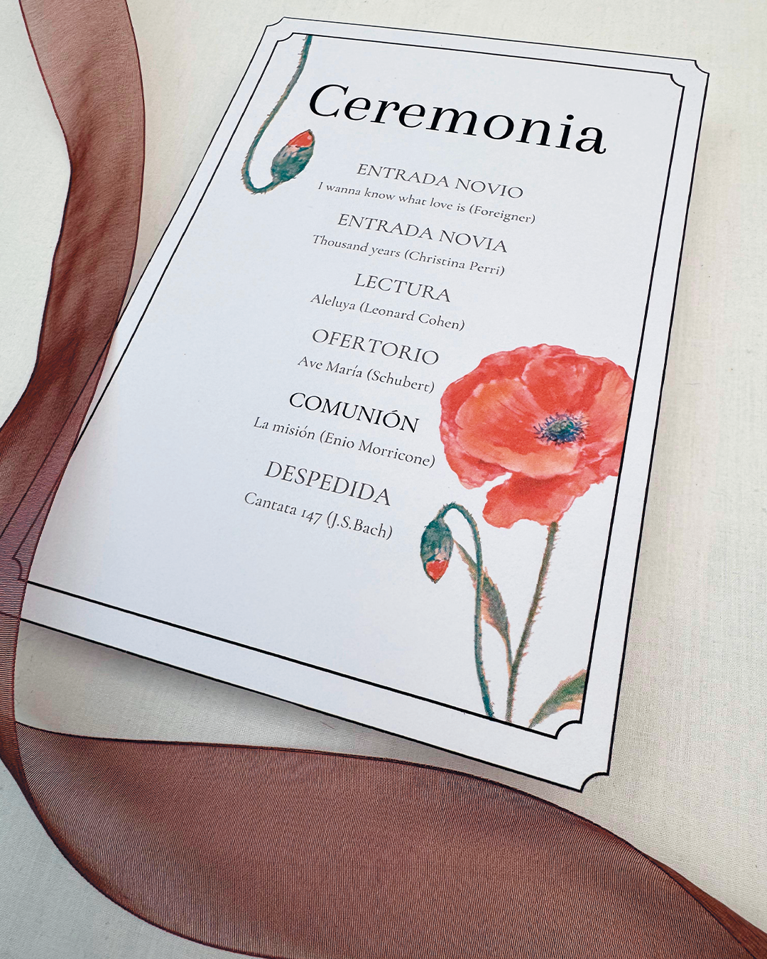 Pai pai Papaver para boda