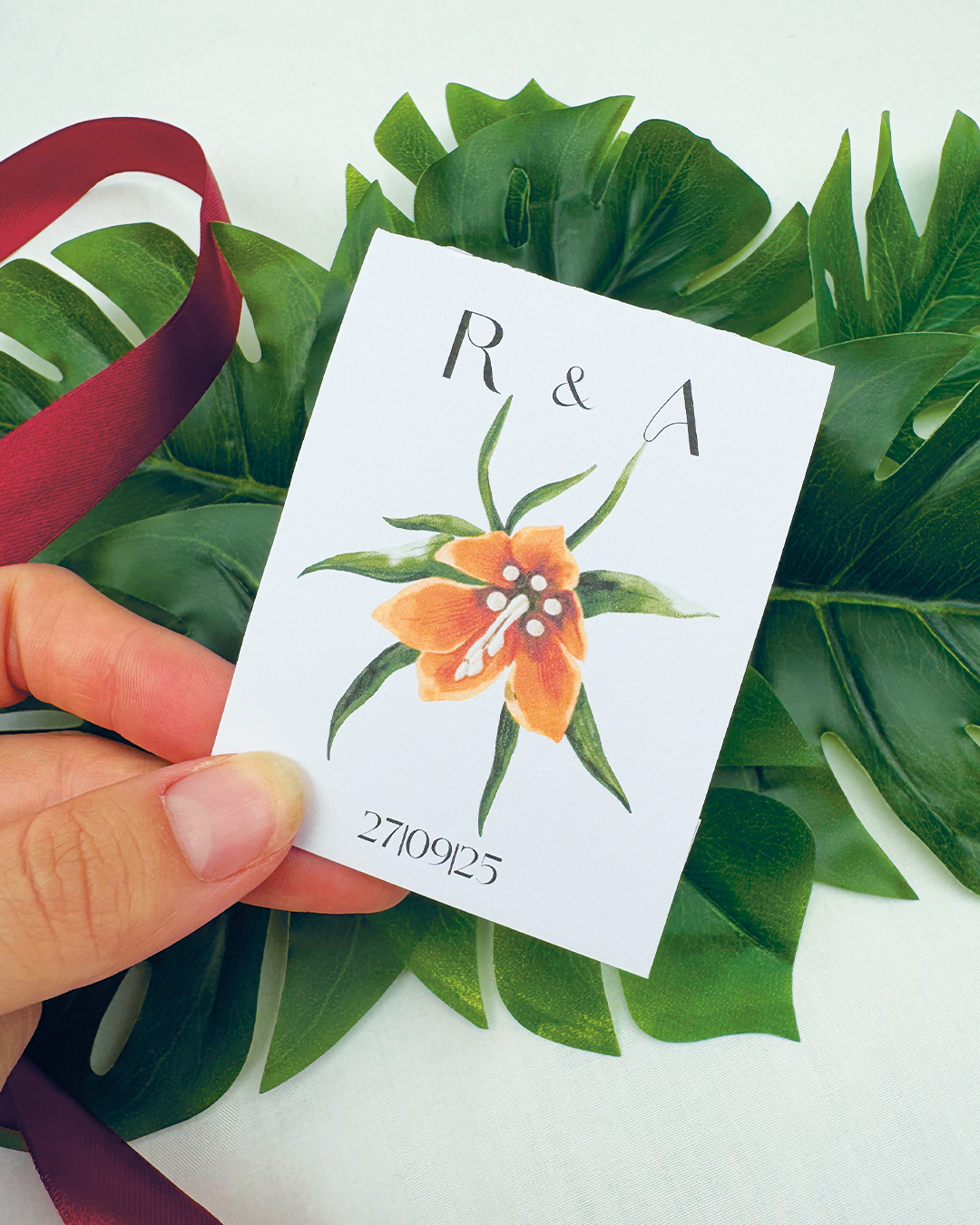 invitación boda física tropical