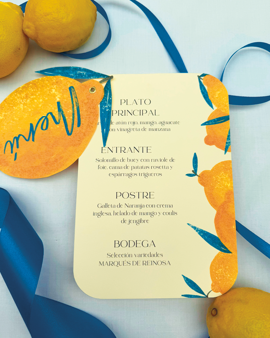 Minuta citrus para boda